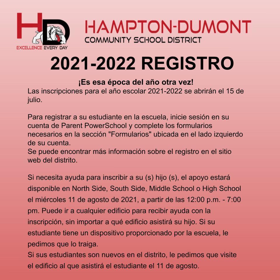 Registration Information-Spanish