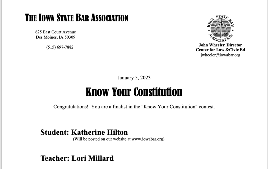Know Your Constitution Recognition 