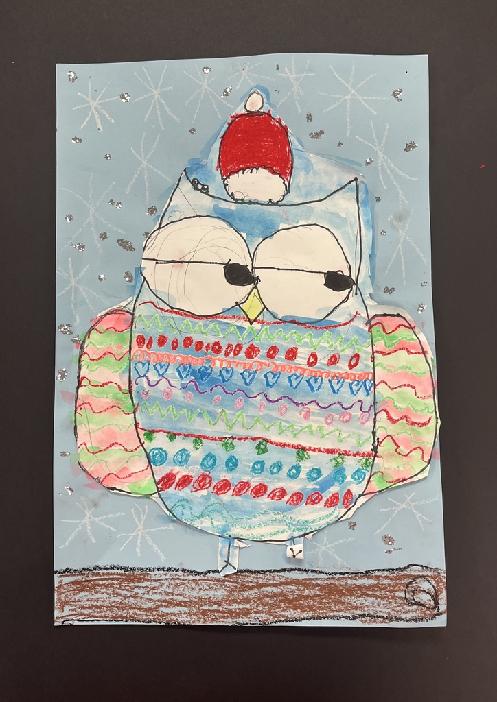 Snowy Owl with Santa Hat